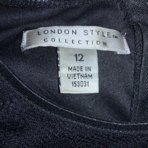 London Style Collection lace overlay dress Sz 12 fit & flare sleeveless lined - Picture 7 of 8